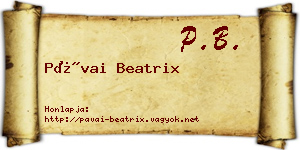 Pávai Beatrix névjegykártya