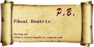 Pávai Beatrix névjegykártya